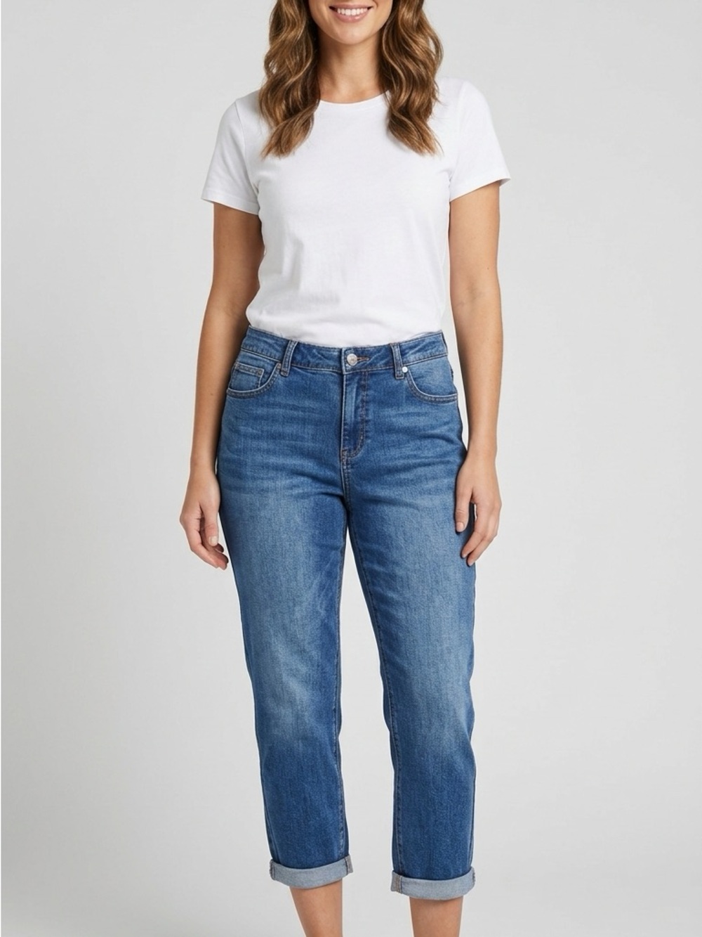 Quince Medium Blue Cropped Straight Jeans